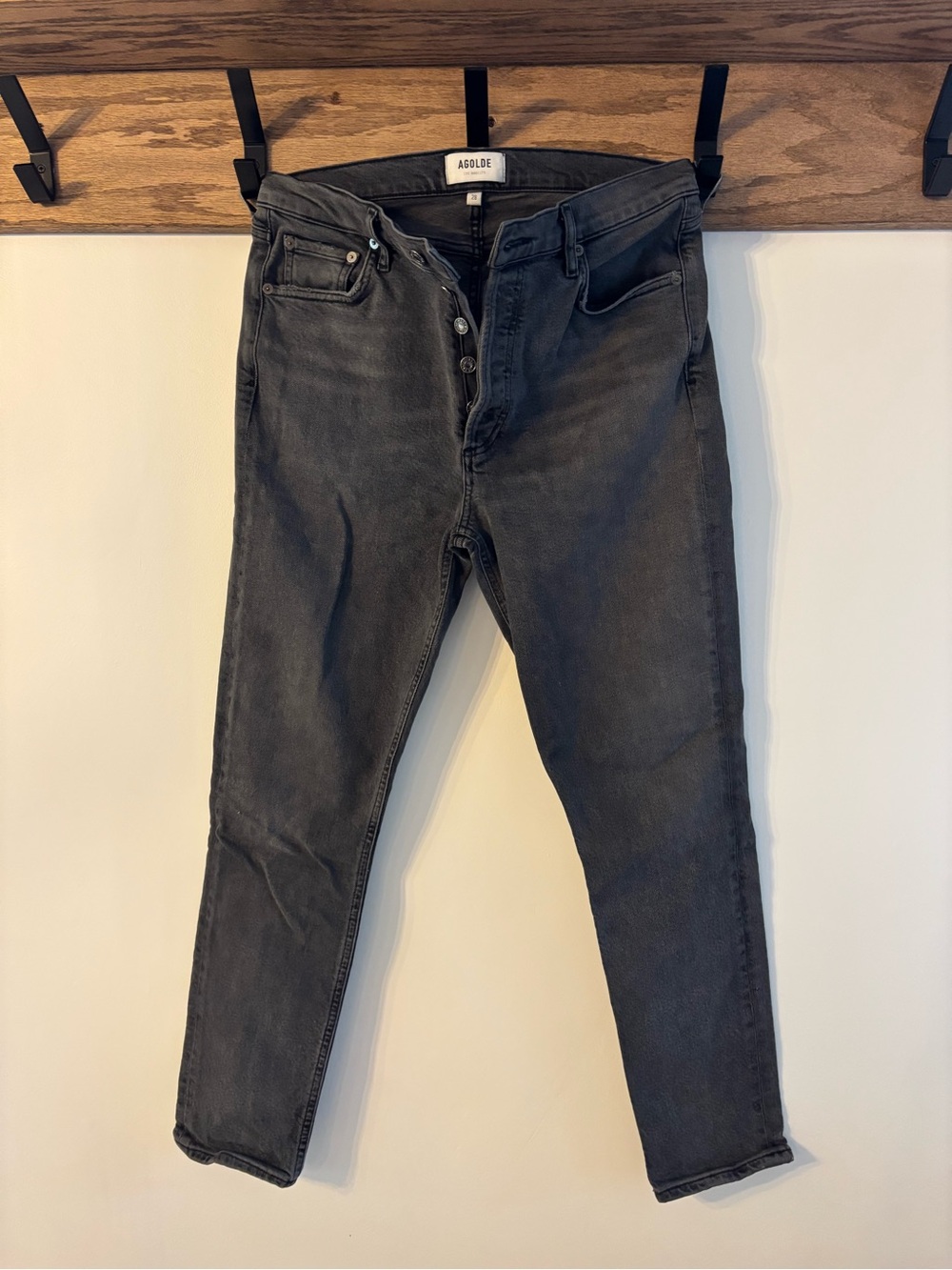 Agolde Nico High Rise Straight Washed Black Jeans